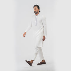 Embro Semi Fit Panjabi - White & Grey