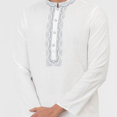 Embro Semi Fit Panjabi - White & Grey