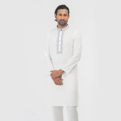 Embro Semi Fit Panjabi - White & Grey