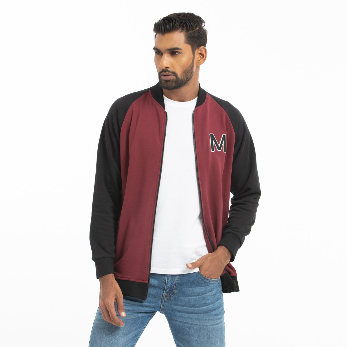 Knitted bomber jacket - co-burgundy