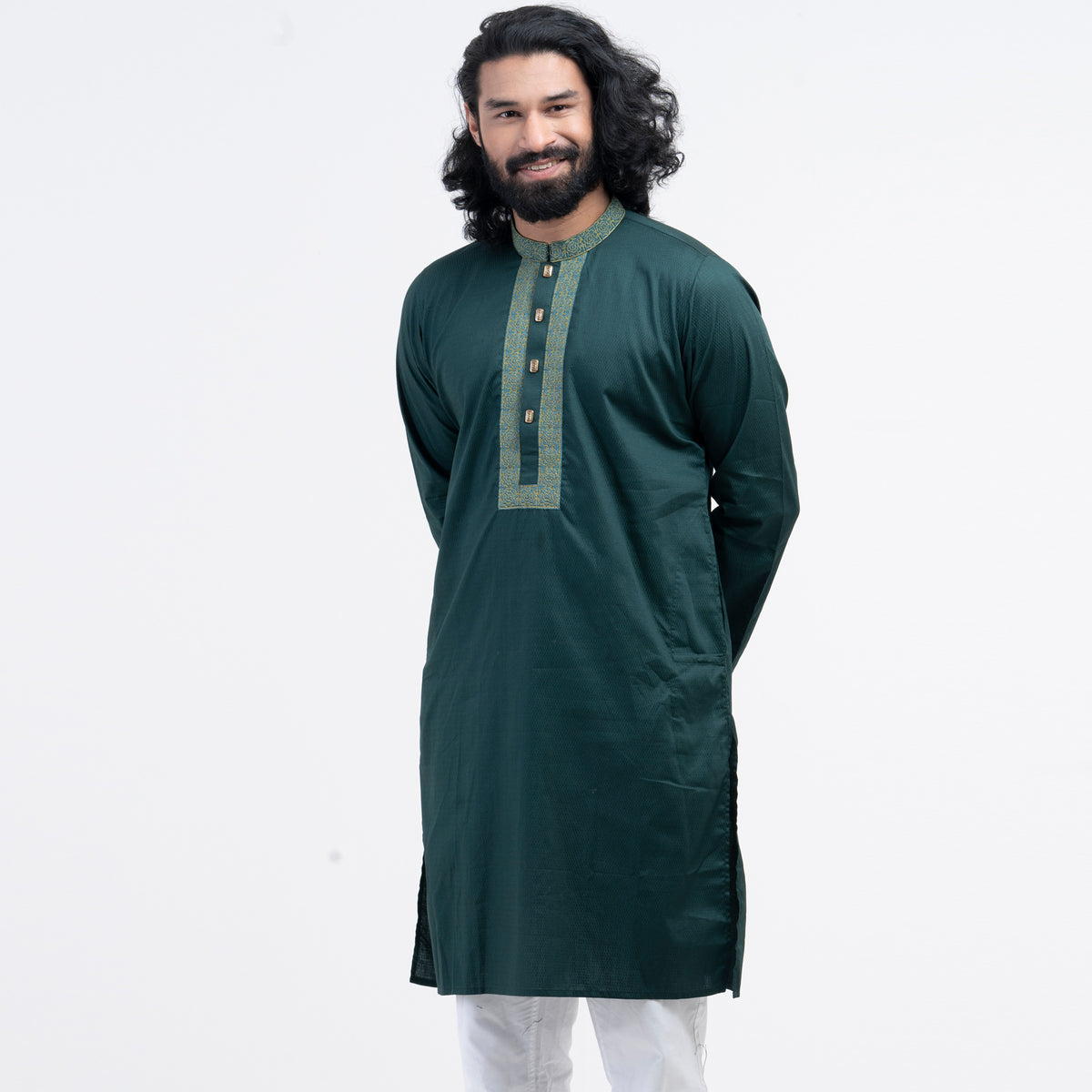 Embro Semi Fit Panjabi -  Midnight Green