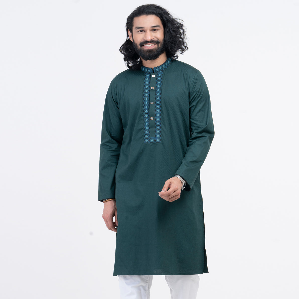 Embro Semi Fit Panjabi - Midnight Green