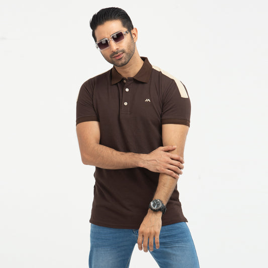 Cut & Sew Polo -  Coffee