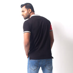 Cut & Sew Polo - Black & red