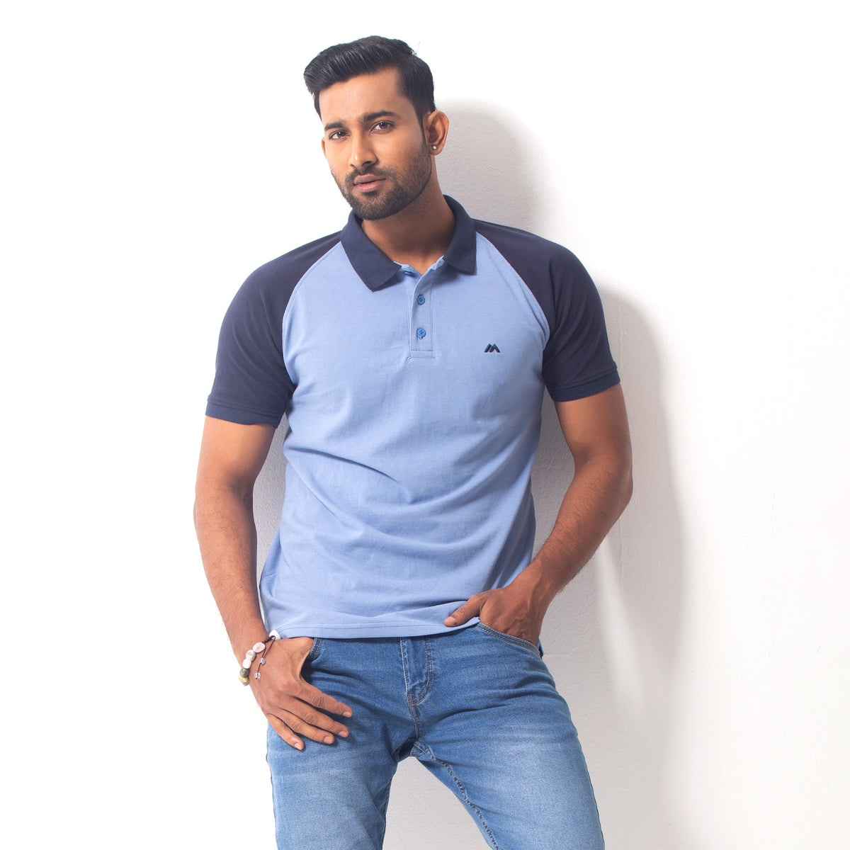 Raglan Polo Shirt - Sky