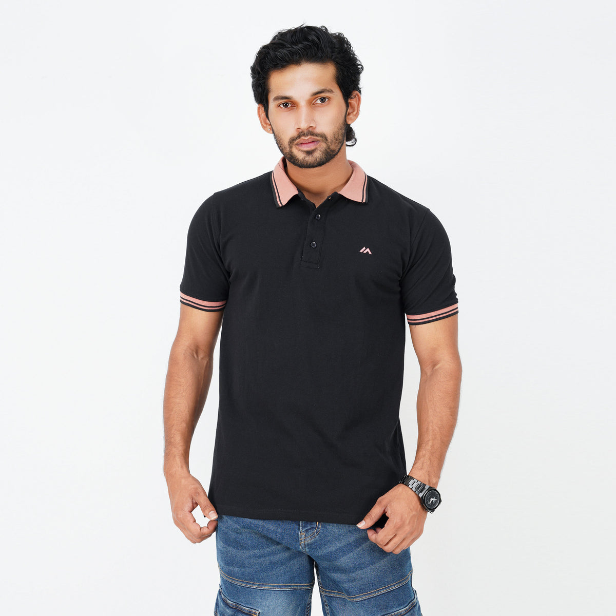 Contrast Polo Shirt - Black