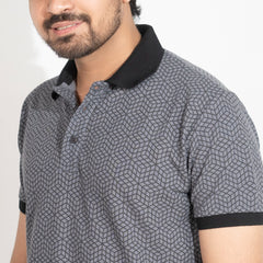 3D Rubik's Cube Printed Polo - Eagle Grey