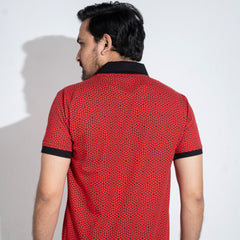 3D Rubik's Cube Printed Polo -Red