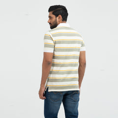 Stripe Polo Shirt -  Light Olive