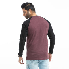 Raglan Long Sleeve T-shirt - burgundy & black