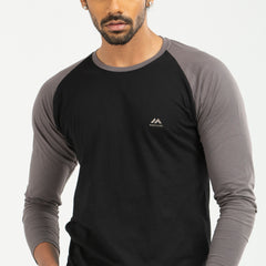 Raglan Long Sleeve T-shirt - charcoal & black