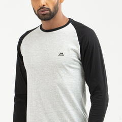 Raglan Long Sleeve T-shirt - grey & black