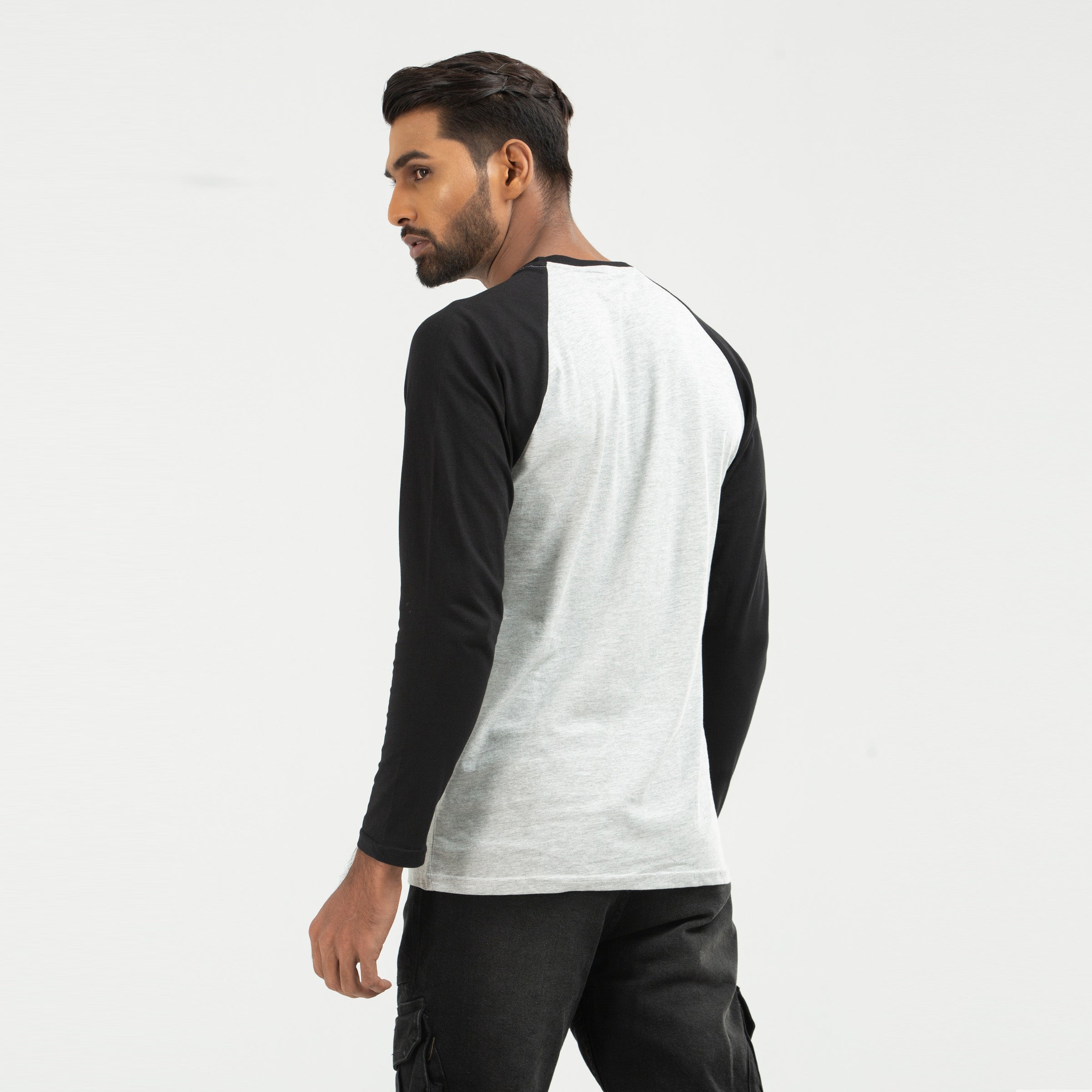 Raglan Long Sleeve T-shirt - grey & black