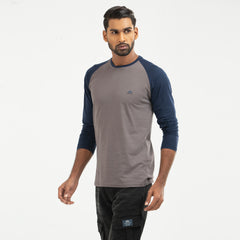 Raglan Long Sleeve T-shirt - charcoal & navy