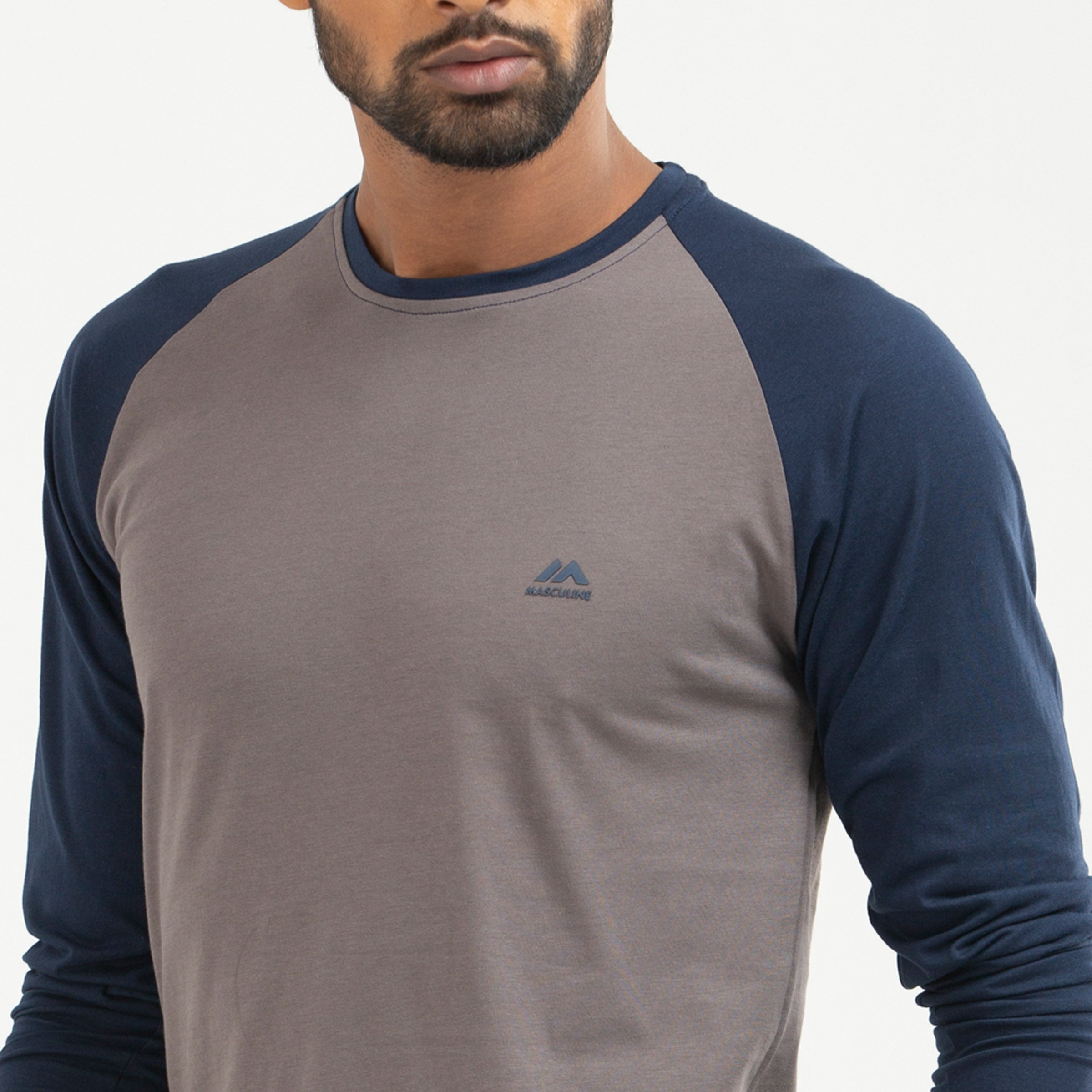 Raglan Long Sleeve T-shirt - charcoal & navy