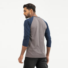 Raglan Long Sleeve T-shirt - charcoal & navy