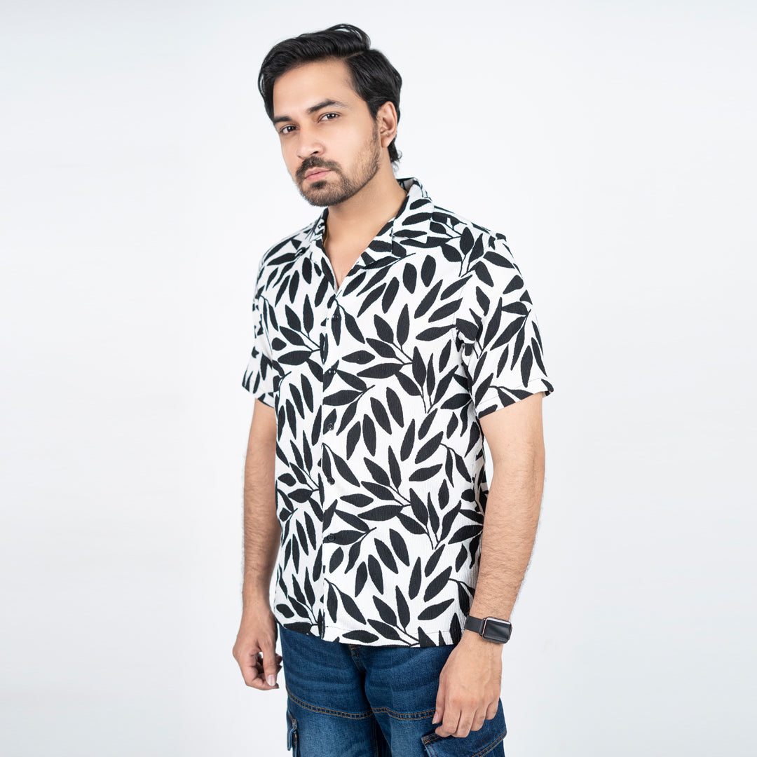 Havana Collar Crepe Shirt - White