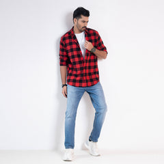 Long Sleeve Flannel Shirt - Devil Red