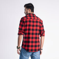 Long Sleeve Flannel Shirt - Devil Red