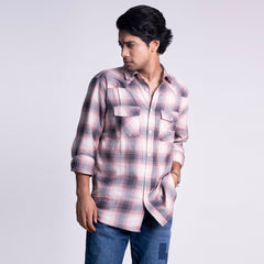 Long Sleeve Flannel Shirt - Vintage Pink