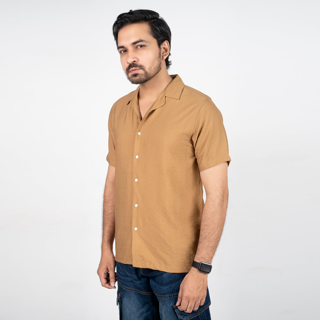 Havana Collar Crepe Shirt - Brown