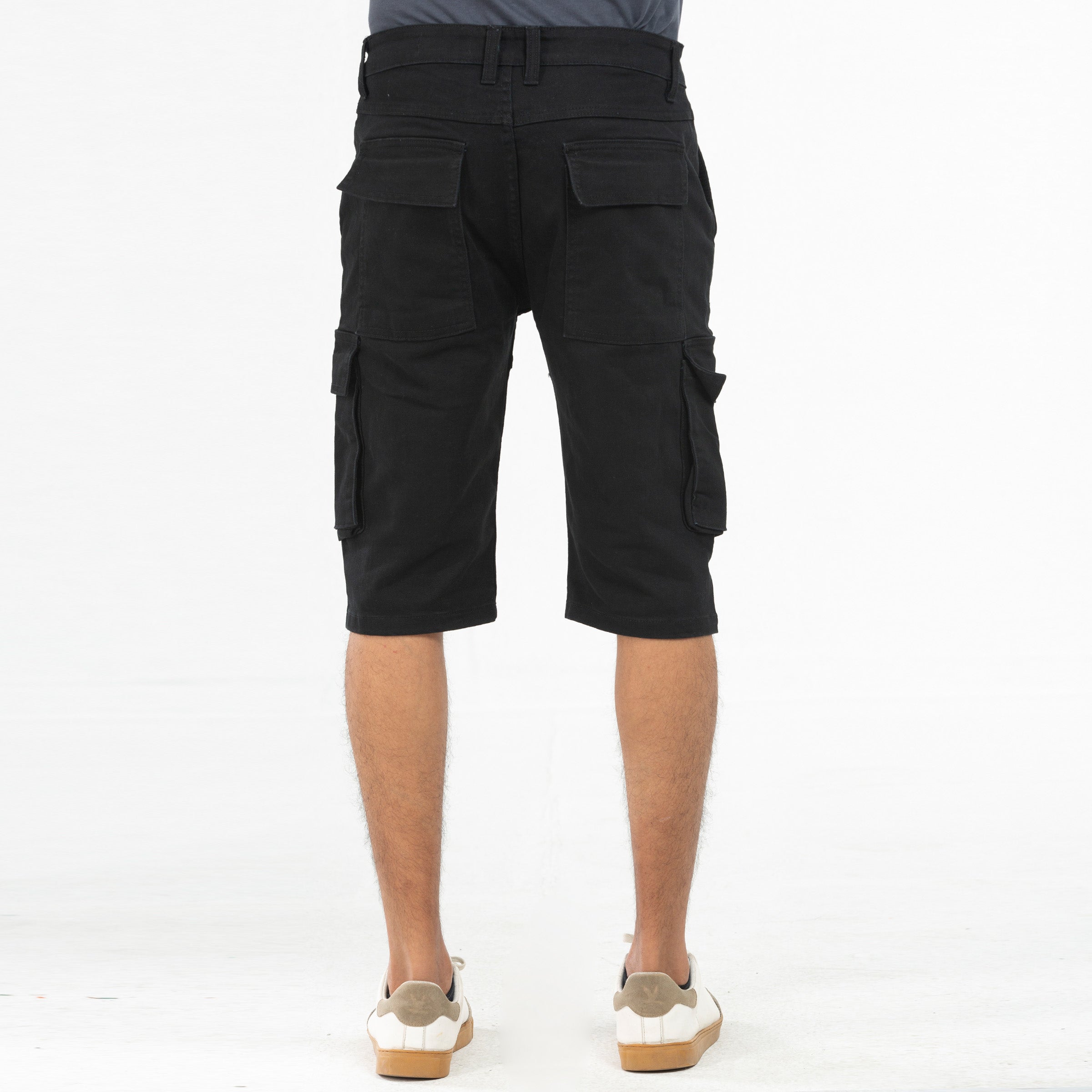 Twill Cargo Shorts- Black