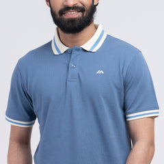 Contrast Polo Shirt - Mid Blue