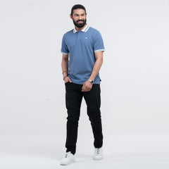 Contrast Polo Shirt - Mid Blue