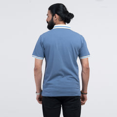 Contrast Polo Shirt - Mid Blue