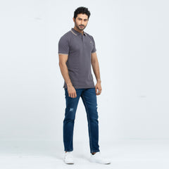 Contrast Polo Shirt -  Charcoal Grey