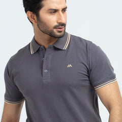 Contrast Polo Shirt -  Charcoal Grey