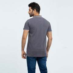 Contrast Polo Shirt -  Charcoal Grey