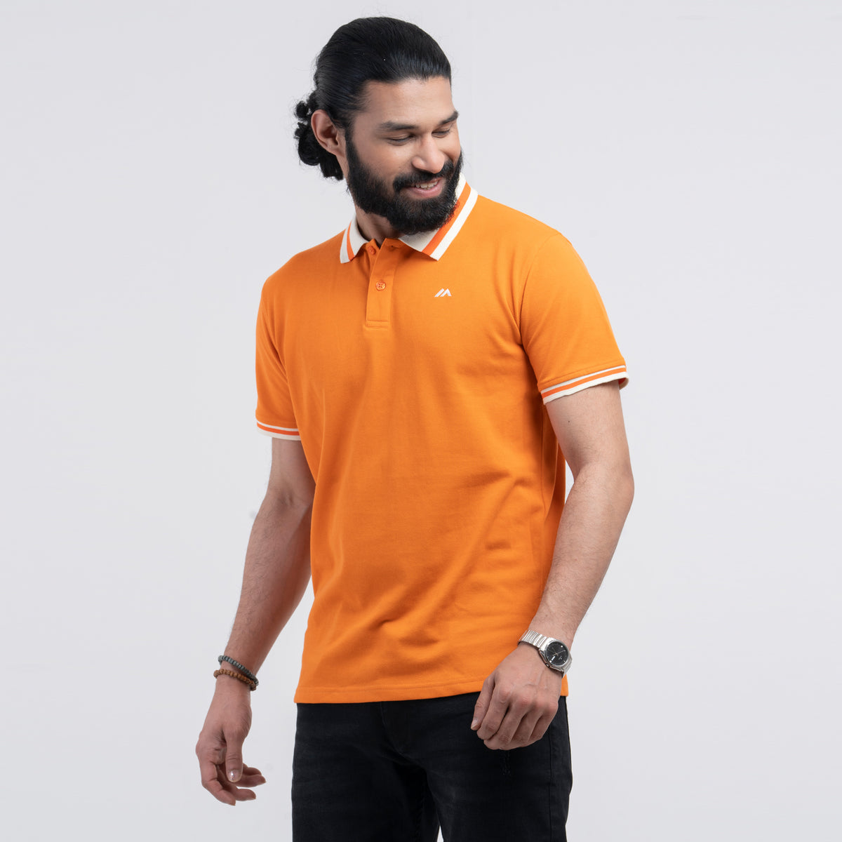 Contrast Polo Shirt - Burnt Orange