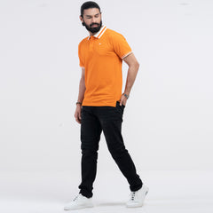 Contrast Polo Shirt - Burnt Orange