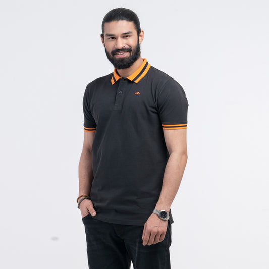 Contrast Polo Shirt - Black