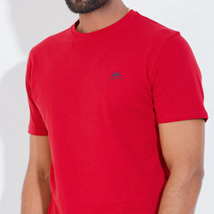 Solid Round Neck T-Shirt -  Devil Red