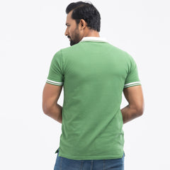 Contrast Polo Shirt -  Green Leaf