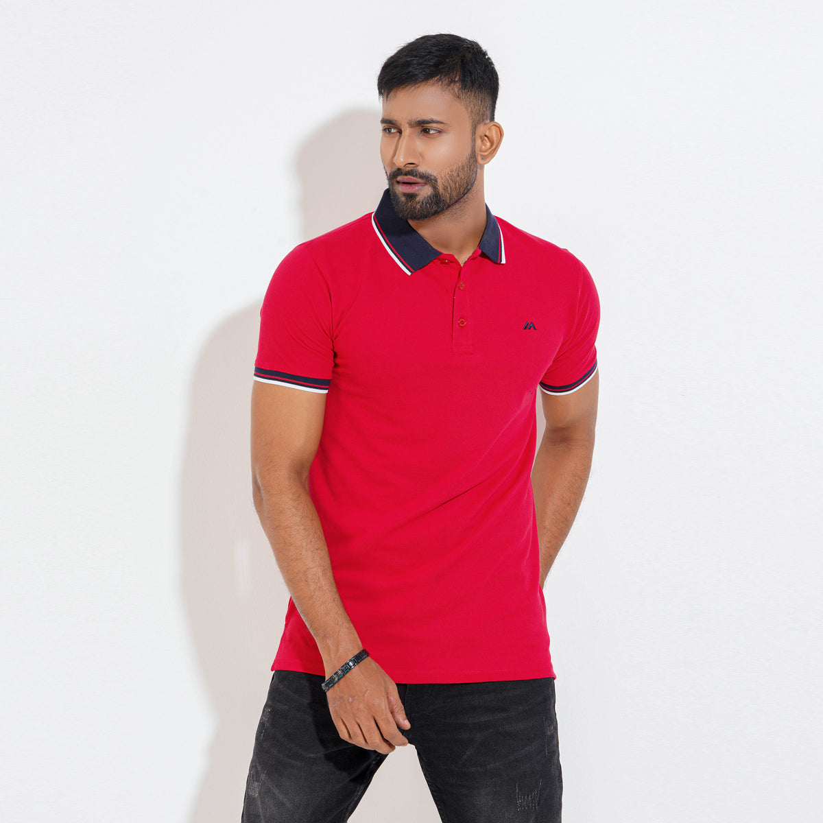 Cozy Pique Half Sleeve Polo Shirt - china red