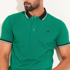 Cozy Pique Half Sleeve Polo Shirt - Green