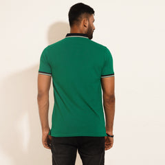 Cozy Pique Half Sleeve Polo Shirt - Green
