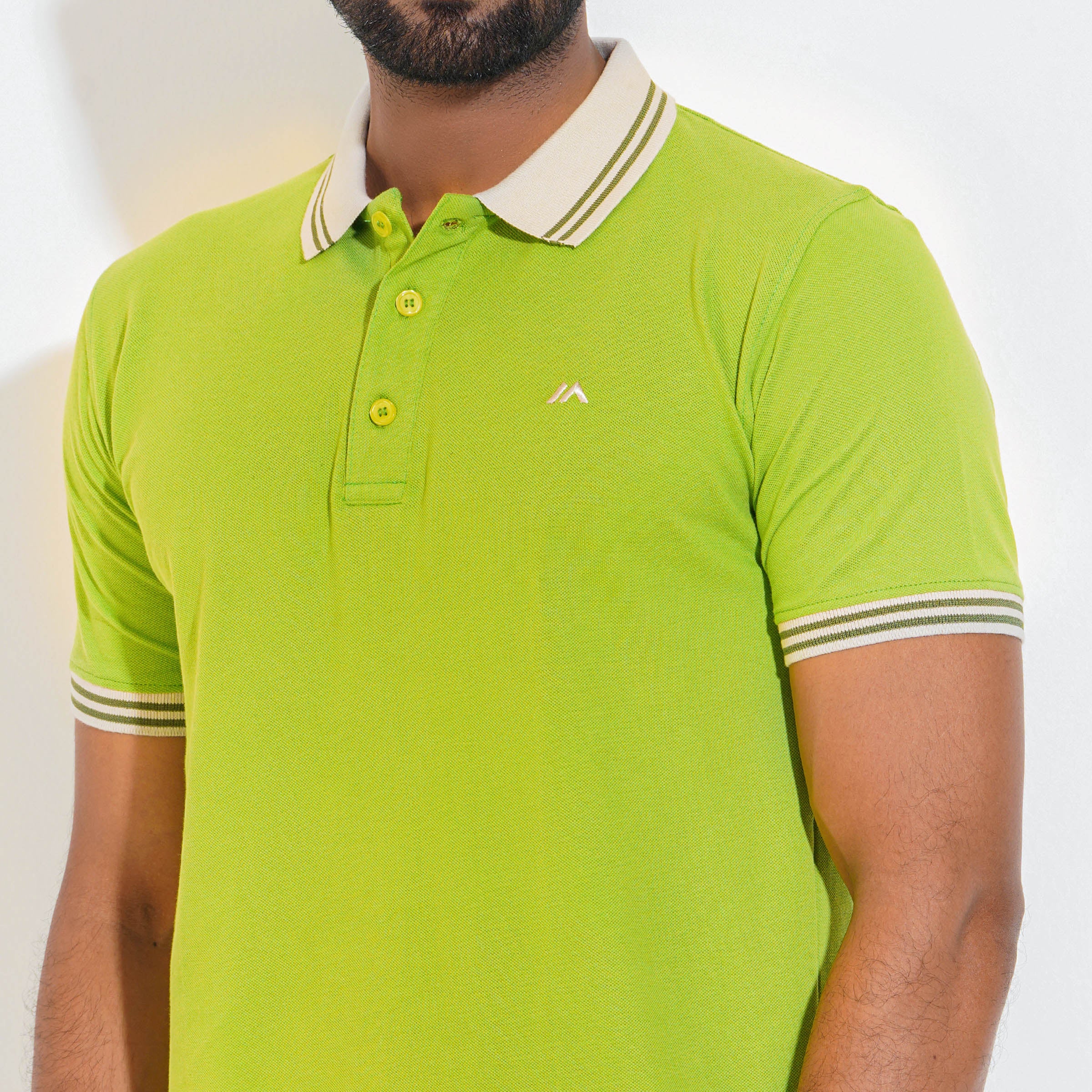 Cozy Pique Half Sleeve Polo Shirt - Lime