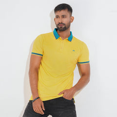 Cozy Pique Half Sleeve Polo Shirt - Neon yellow