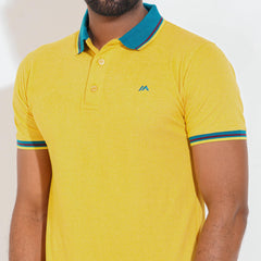 Cozy Pique Half Sleeve Polo Shirt - Neon yellow