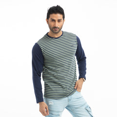 Stripe Long Sleeve T-shirt - Navy & olive