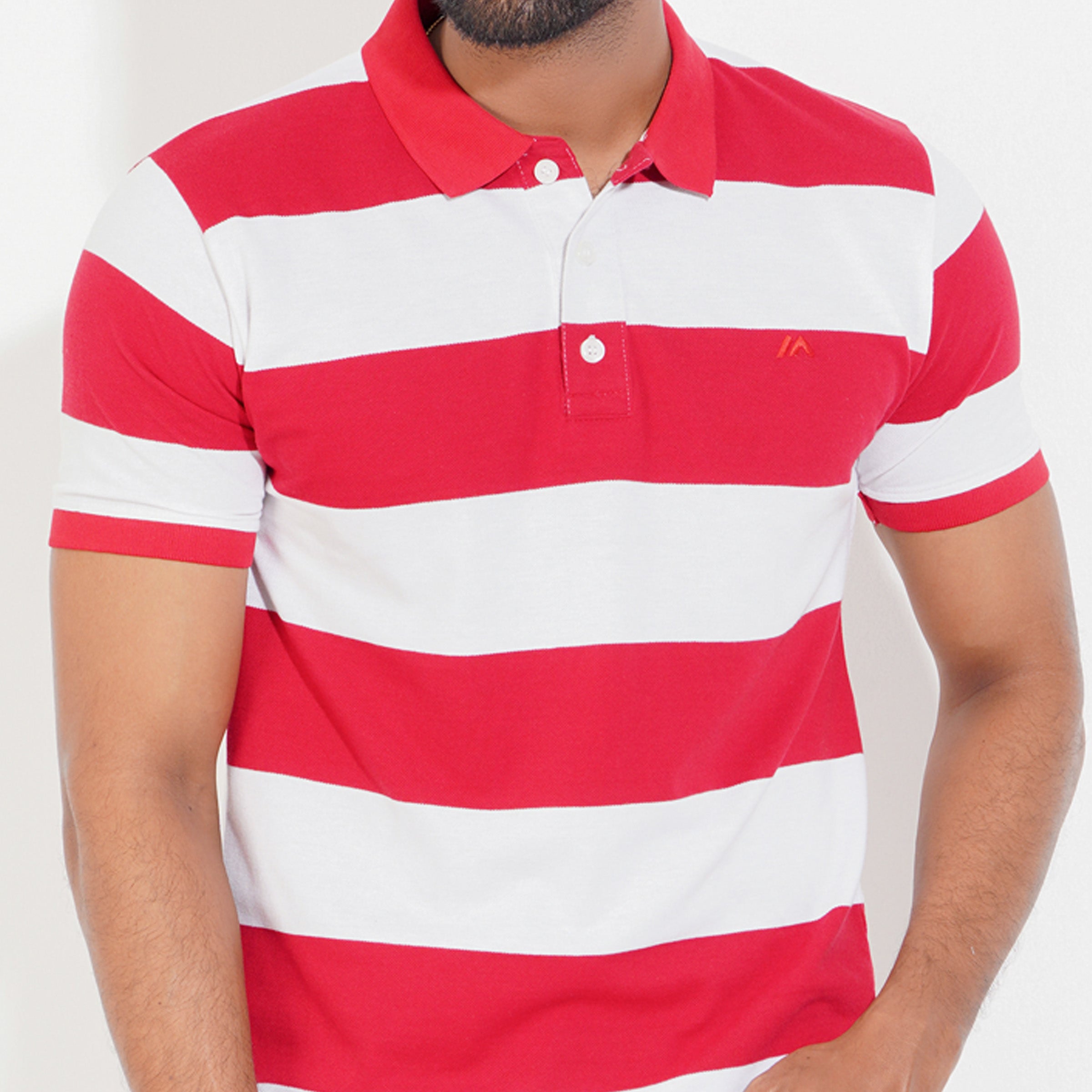 Stripe Polo Shirt - Red & White