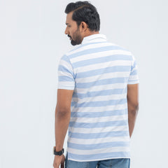 Stripe Polo Shirt - Sky & White