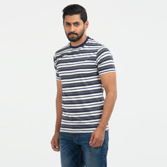 Cotton Comfort Stripe T-shirt - white & Black
