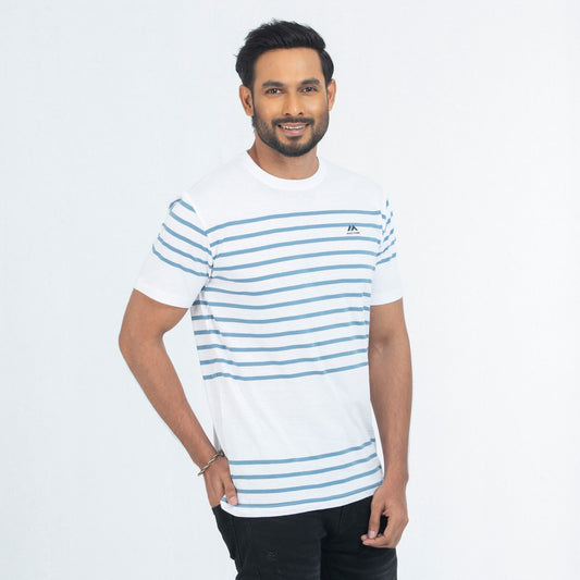Stripe T-shirt - White & sky
