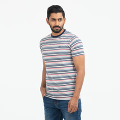 Cotton Comfort Stripe T-shirt - pink  & grey