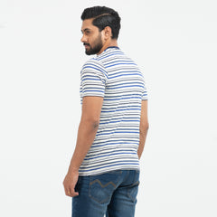 Cotton Comfort Stripe T-shirt - Royal & grey